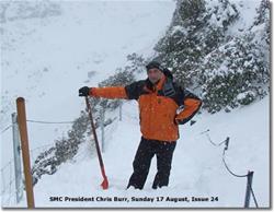 Chris Burr performing his presidential duty; digging out the track, Sunday 17 August 2008