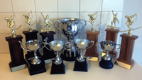 Trophies for the Sec Schools Teams, and for the Pri/Int Individual category winners 